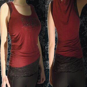 RARE Vintage Y2K RUFEN Sequin Logo Asymmetrical Cami | Goth McBling | Size M
